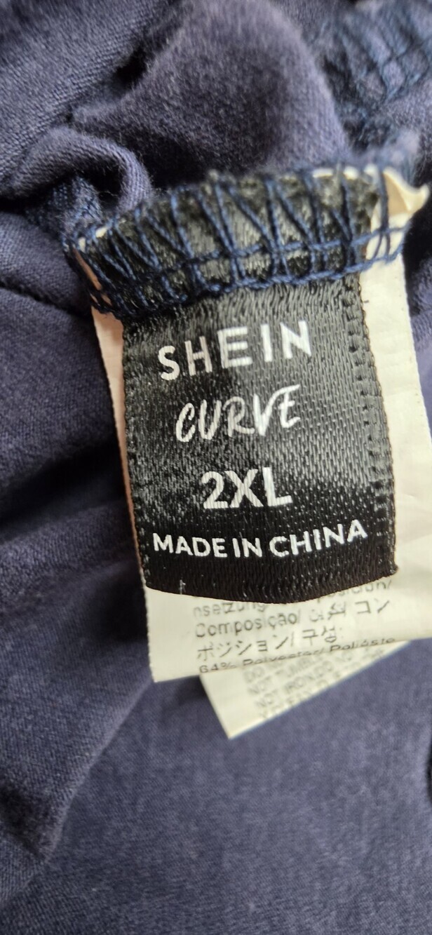 Shein Curve 2XL Navy Blue Short Sleeve T-Shirt Women's  RN 166756 Sku 0322 - Picture 4 of 6